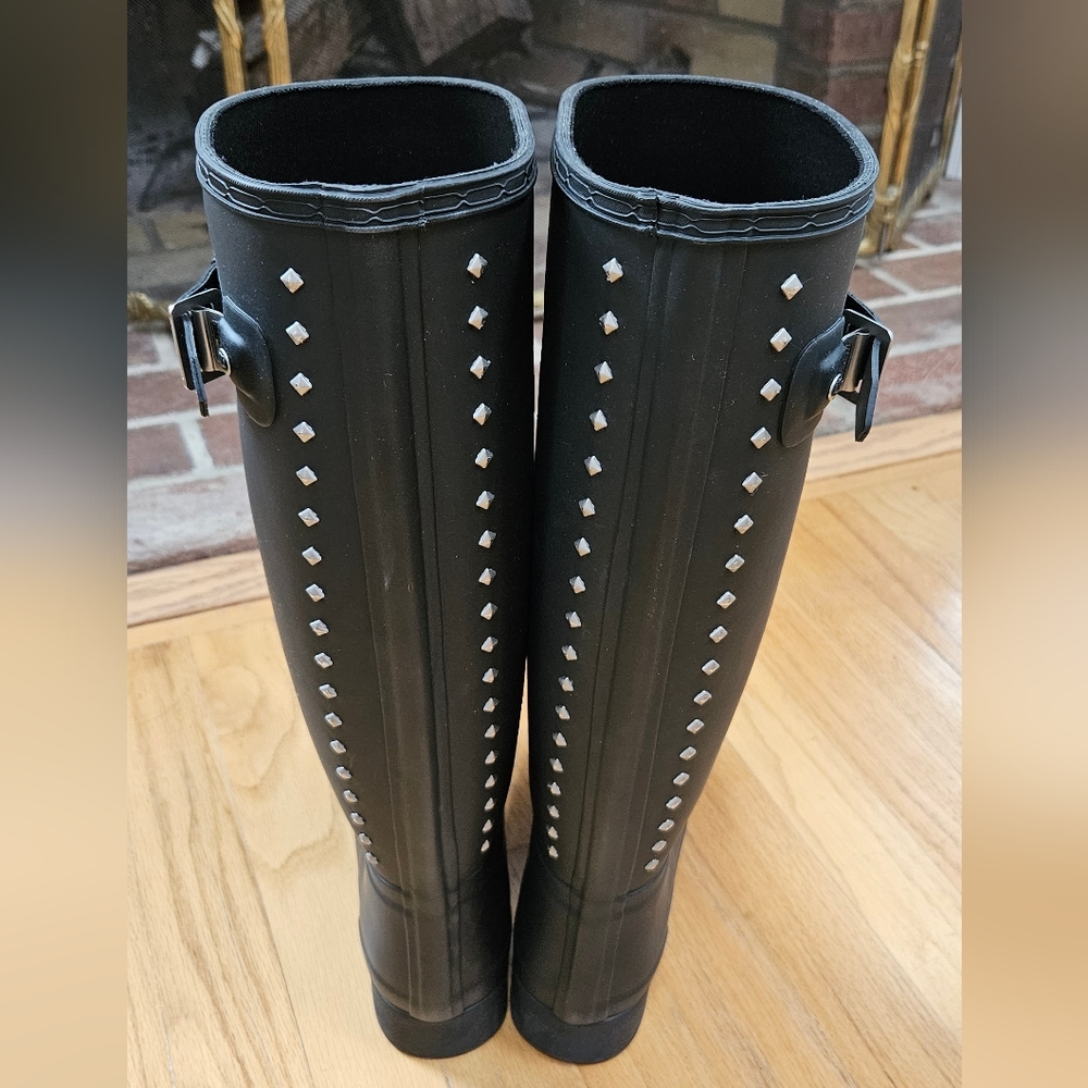 Size 5 Hunter Black Tall Studded Rain Boots